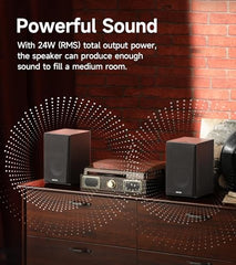 Edifier R990BT 2.0 Active Multimedia Speaker, 24W RMS Powered Desktop Speakers with Bluetooth V5.4, App Custom EQ, Sound Presets, MDF Wooden Enclosure, Dual RCA Inputs for Laptop, PC & Gaming, Black