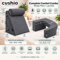 CUSHIO Lap Desk & Wedge Combo for Laptops, Study and Reading (Black)
