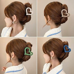 MOMISY Non slip Hair Claw Clutcher Clips for Women Big Jelly Jaw Clip Clamps for Girls Accessories for Long Thick Hair (9 cm, Heart, 2)