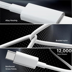 UNBREAKcable Iphone Compatible lightning to USB Fast Charging cable Compatible With iPhone 14/14 Pro/14 Pro Max/13/13 Pro/13 ProMax/12/11/XR/XS/X/8 S, iPad, PD 3.1 High-Speed Data Transfer