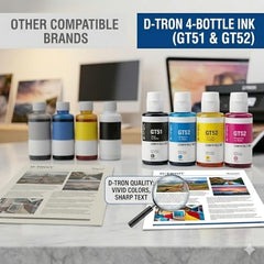 D-tron GT51/GT52 Compatible Refill Ink for HP 5810 5811 5820 5821 115 116 117 310 315 319 410 415 416 419 457 Printers (Black-2 Colour-3) Pack of 5 - Cyan, Magenta, Yellow, Black