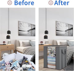 BLACKBOXES Extra Large Blanket Storage Bags 120L 2 Pack Comforter Storage Bags with Reinforced Handles Breathable Clothes Storage Containers for King Comforter Bedding Pillow Sheet Grey (Grey 2)