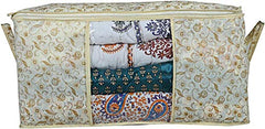 Kuber Industries Non-Woven Underbed Storage Bag|Clothes Storage Organizer|Blanket Cover With Clear Window|Zipper Closure&Handle Cloth Organizer|Plain White Border|Large|Pack Of 6|Royal Blue,32Cm,48Cm