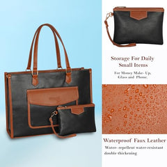 Womanix Laptop Tote Bag,14 inch Laptop Bag, Shoulder Bags With Back Trolley Strap, Casual Briefcase, Handbag for Travel, Office, College,Work