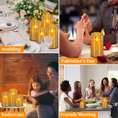 CAVY LED Glass Pillar Candles Light with Acrylic Fiber Glass | Flameless Smokeless Decorative LED Candles Faux Dancing Wicks | Perfect for Diwali Decoration, Home Decor, Gifting, Wedding (Set of 5)