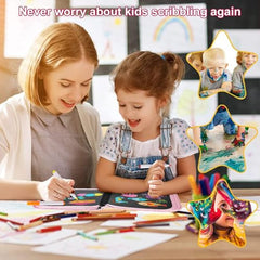 Erasable Doodle Book Set for Kids, Reusable Magic Drawing Book with Watercolor Pens, Road Trip Car Game Writing and Painting Set for Boys and Girls (Pink)