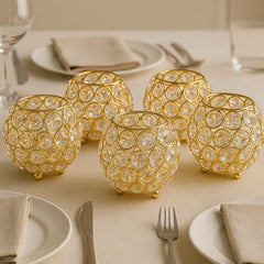CentraLit Pack of 2 Tea Light Crsytal Candle Holder - Pooja Diya Decoreation Items for Home Diwali Brass Puja Item Unique Christams Diwali Gift Diya Lantern Items Home Decor Candle Light