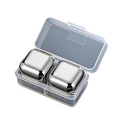 SYGA 2 Stainless Steel Whiskey Stones Ice Cubes with Container-Food Grade Quick-Frozen Ice for Wine - Metal Ice Cubes for Chilling Red Wine