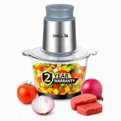 iBELL MT200GM Electric Food Chopper 700W with 2L Glass Bowl, Multi Purpose Chopper for Meat Vegetables Fruits Nuts & Herbs,2 Year Warranty