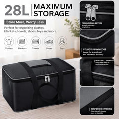 Storite 2 Pack Moisture Proof Nylon Underbed Storage Bag For Clothes Large | (54 x 46 x 28 cm) - BlackRed, Rectangular