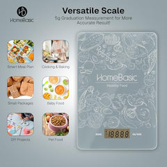 HomeBasic Digital Kitchen Weighing Scale 5kg | Food Weighing Machine, Weight Scale for Food, ±1g Accuracy, Multi-Units (g/oz/lb/ml), Tare Function, Waterproof Platform for Cooking, Baking & Diet