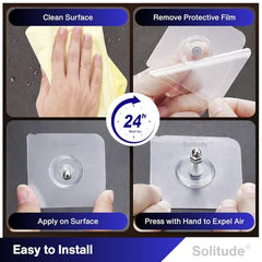 Solitude 20 Pieces Self Adhesive Screw Hangers | Nail Free Wall Hooks for Hanging Picture Frames, Wall Clocks, and Mirrors | Heavy Duty No Drilling Sticky Hooks for Home and Office