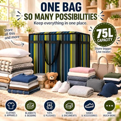 PulGos Pack-1, 75 Liter Under Bed Storage Bag| Extra Large Bag for clothes | Storage Organizers for Clothes & Blankets| Jumbo Storage Bags For Travel and Shifting| Big Foldable Bags with Dual Zipper