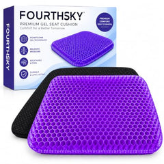 FOURTHSKY Silicone Gel Seat Cushion, Rectangular Office Chair, Car Seat & Wheelchair, Orthopedic Pressure Relief, Non-Slip Washable Cover, Ergonomic, Home, Travel, Desk Chair