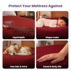 MY ARMOR Waterproof Mattress Protector King Size, 78x72, 6.5x6 feet, Double Bed Protector Sheet Cover, Breathable and Hypoallergenic Ultra Soft Fitted Terry Cotton Feel Fabric, Elastic Skirting, Grey