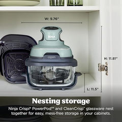 Ninja Crispi 1700W CleanCrisp Glass Air Fryer | 1.4L & 3.8L containers, Microwave, Freezer and PFAS Safe, Non-Toxic Glass Portable Cooking System with 2 year Warranty