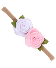 MOMISY Headbands Flowers Soft Synthetic Hairbands for Baby Girls, Infants and Toddlers, Pack of 3 - Multicolor (Free Size, Pink White Silver)