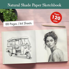 Zaslan Paper - Artist Sketchbook - Square - 120 Gsm - Drawing Sketchbook - 88 Pages/44 Sheets - Hard Bound Drawing Book - Size 21.5 X 21.5 Cm (Face Aura), Acrylic