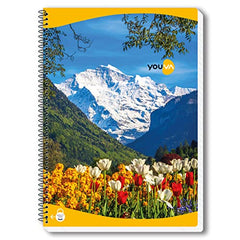 YOUVA Navneet|Spiral Long Book For Students And Executives|Spiral Bound With Safety Lock|A4 Size -21 X 29.7 Cm|Single Line|400 Pages|Pack Of 1