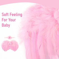 SYGA Newborn Kids Feather Wing Angel Baby Wings with Headband Infants Photography Props Photography Accessories (Pink)