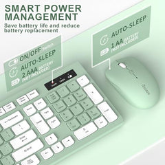 Wireless Keyboard and Mouse Combo, Full-Sized Wireless Keyboard and Adjustable DPI Mouse, 2.4GHz USB Receiver, Keyboard and Mouse for PC, Windows, Desktop, Laptop (Orange-B)
