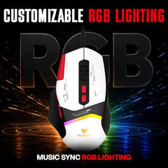 EvoFox Blaze 2 Plus Wired Gaming Mouse, 16,000 DPI, 1000Hz Polling Rate, 8 Programmable Buttons, RGB Lighting, Lightweight 98g, 220 IPS, 30G Acceleration, Windows & Mac Web Customization App