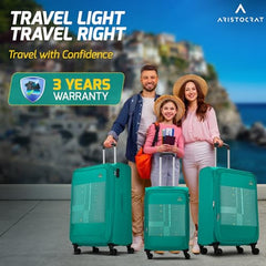 Aristocrat Duralite Set of 3 Soft Case (S+M+L) Trolley Bags, Red | 8-Wheels, Spacious, Zipper Expander, Front Pocket, Polyester Case, Combination Lock, Travel Luggage, 3-Year Global Warranty