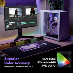 Kreo Obsidian 27I200Q 27" Gaming Monitor, 1440p QHD IPS, 200Hz, 1ms, 130% sRGB, 95% AdobeRGB, FreeSync/G-Sync, HDR10, Adjustable Stand, HDMI & DisplayPort, Eye Comfort, Flicker Free
