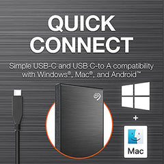 Seagate One Touch 2 TB External SSD up to 1030 Mb/s, for Windows and Mac, with Android App, 3 yr Data Recovery Services, Portable Solid State Drive Black (STKG2000400)