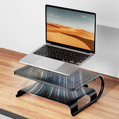 WALI Dual Monitor Stand for Desk, Desk Monitor Riser 3 Height Adjustable, Laptop Riser with Airflow Vents, Desk Organizer for Computer, Laptop, Printer, Notebook (STT003-2), 2 Pack, Black