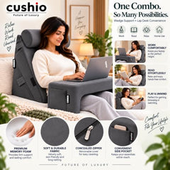 CUSHIO Lap Desk & Wedge Combo for Laptops, Study and Reading (Black)