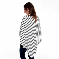 MOMISY Car Seat Canopy Nursing Scarf Poncho Multi-Use Cover, Shopping Cart Cover, Stroller Cover, Infinity Scarf 360° Privacy Breastfeeding Protection, Baby Shower - Black White Strip