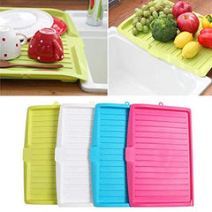 Syga Premium Durable Plastic Dish Drainer, Plate and Cutlery Rack with Drip Tray, Sink Drying Rack, Space Saving Worktop Drainer Tray, Draining Board 45cm*31.5cm (White)