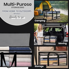 Storite Jumbo Super-Size 81 L Canvas Moisture Proof Heavy Duty Storage Bag | for Toys/Stationery/Blankets/Clothes/Moving Bags MultiPurpose With Strong Reinforced Handles Rectangular Cream (87x26x36 cm)