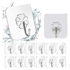 AATMDAY Self Adhesive Wall Hooks - Heavy Duty Wall Hooks for Hanging | Nail Free Sticky Hooks for Wall Heavy Items Without Drilling, Transparent Wall Hanger Hook