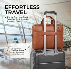 EXIM Prime Laptop Bag for Men Office Use| Office Bag for Men| Vegan Leather Laptop Messenger Bag| Fits Up to 13 to 14 Inch Laptop| Business Briefcase with Handle and Shoulder Strap (Shaded Brown)