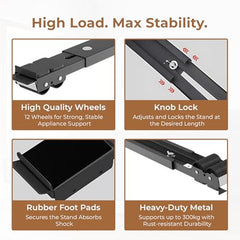 Home Essential Universal Heavy-Duty Steel Adjustable Movable Stand for Washing Machine & Fridge, Fridge Roller Stand, Adjustable Appliance Stand, 12 Kg Front Load Washing Machine Stand
