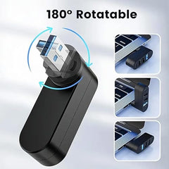 Bestor 4-Port USB 3.0 Hub, Rotatable 90°/180° USB Splitter with 3 USB Ports & 1 USB-C Power/Data Port, USB Extender for Laptop, MacBook, iMac, Mac Pro, and More