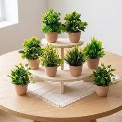 amazon basics Artificial Potted Plants, Artificial Plastic Eucalyptus Plants Small Indoor Potted Houseplants, Small Faux Plants for Home Decor Bathroom Office Farmhouse (Set of 8)