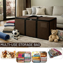 Storite Jumbo Super-Size 81 L Canvas Moisture Proof Heavy Duty Storage Bag | for Toys/Stationery/Blankets/Clothes/Moving Bags MultiPurpose With Strong Reinforced Handles Rectangular Cream (87x26x36 cm)