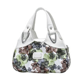 SYGA Women's Printed PU Leather Hobo Bag, Multiple Colors and Patterns, Crossbody Shoulder(WHITE FANTASY GREEN FLOWERS)