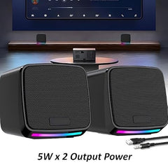 OTOOBEST Sound with Multicolor LED Lights | USB Powered PC Speakers with AUX & Volume Control for Laptop, Desktop, and Monitor | Mz11 | Black (Pack of 1)