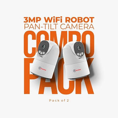 Trueview 3MP Pack of 2 Smart CCTV Wi-fi Home Security Camera with Pan Tilt 360° View, 2 Way Talk, Cloud Monitor, Motion Detect, Supports SD Card Up to 256 GB, Night Vision (3MP Robot - Pack of 2)