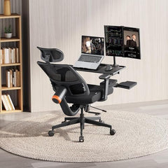 DROGO Bold Posture Ergonomic Office Chair for Work from Home with Adaptive Lumbar Support, Laptop Tray, 4D Armrest, Recline, Adjustable Height & Headrest, High Back Computer Chair With Footrest (Grey)