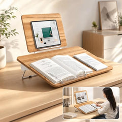 Sunchhaya Acrylic Book Stand for Reading – Clear Adjustable Book Holder with 360° Rotating Base, Foldable Reading Stand for Desk, Cookbook, Tablet & Laptop Stand, Height & Angle Adjustable (R22H)