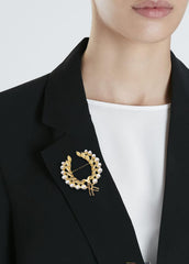 SYGA Brooch Pin Fashion Crystal Rhinestone Jewellery Pin Vintage Clothing Accessories Decoration White Pearl Wheat Ear Gold Brooches For Women- S234