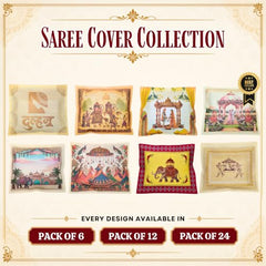 Choego New Season Wedding Print Saree Cover Pack of 12 | Zip closure, Doli Print Reusable storage bags, Ideal for bridal designer sarees, Wardrobe organizer, One side transparent