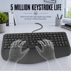 Ant Master 05 Wired USB Keyboard - Full-Size 104 Keys with Numeric Pad | Membrane Silent Typing, 1.3m Cable, Plug & Play | Ergonomic Office & Home Keyboard for PC, Laptop, Mac & Linux – Black
