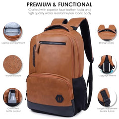 HOT SHOT Large 32 L Laptop Backpack HOTSHOT BAGS VINTAGE FAUX LEATHER|LAPTOP BAG|MEN & WOMEN|OFFICE BACKPACK|COLLEGE BACKPACK