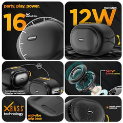 Dubstep Pop 600 Wireless Speaker, 15 Hrs Playtime, 52mm Driver, TWS Pairing, 6W Output Bluetooth Speakers (Grey)